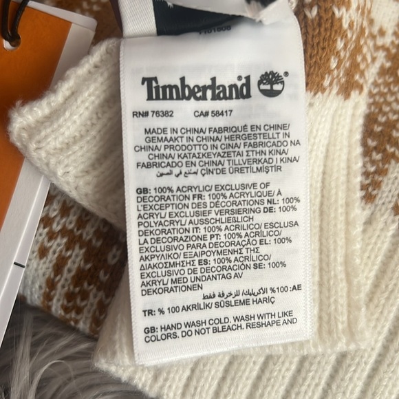 Timberland NWT Scarf Buffalo Plaid Beige  10" x 65" - Picture 4 of 4